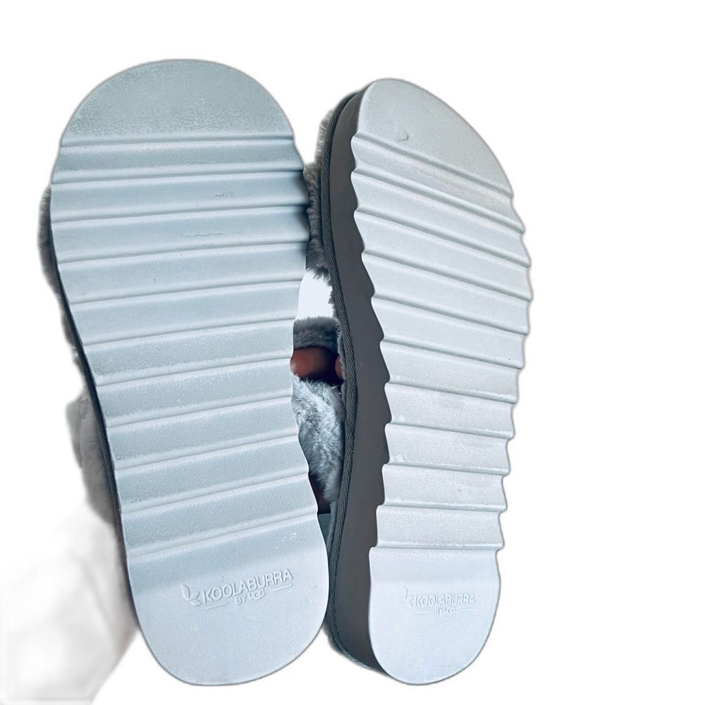 Koolaburra UGG Buckle Slide Sandals Furr-ah Amphora size 9 Light Blue Grey - Picture 7 of 11